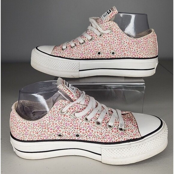 Chuck Taylor Platform All Star Lift Ox Egret/Multi/Black 568378C VINTAGE FLORAL - Picture 2 of 11